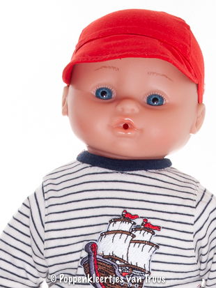 Pop Hema 40 cm Jongens streepsetje blauw/wit/rood - Afbeelding 2