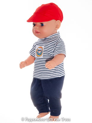 Baby Born Soft 36 cm Jongens streepsetje blauw/wit/rood - Afbeelding 2