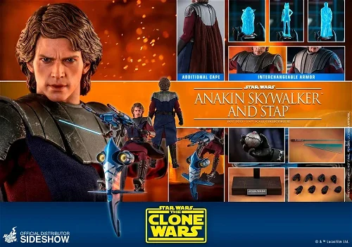 Hot Toys SW Clone Wars Anakin Skywalker and Stap TMS020 - 0