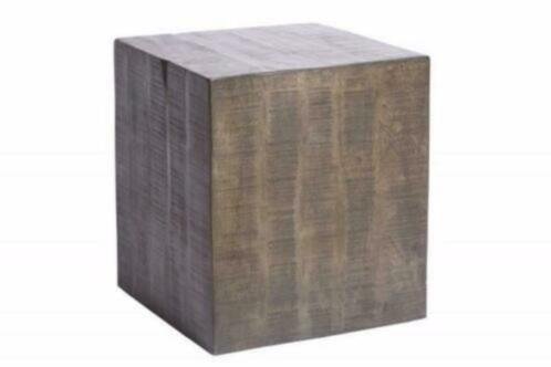 Bijzet Tafel Blocks 40 cm grijs Acacia-hout-wielen - 4