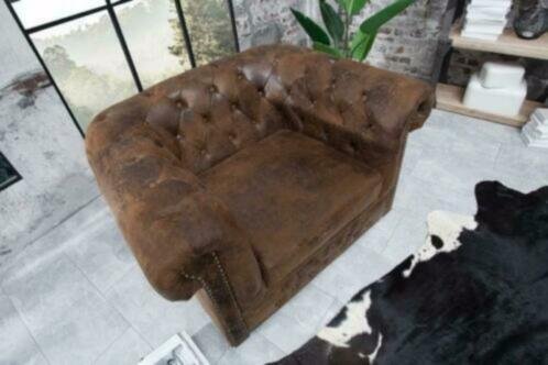 Fauteuil Chesterfield bruin vintage uiterlijk - 2