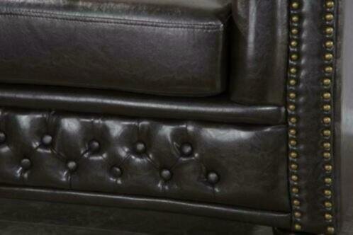 Fauteuil Chesterfield donkere koffie met klinknagels - 3