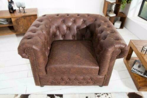 Fauteuil Chesterfield vintage bruin - 1