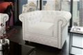 Fauteuil Chesterfield wit mat met klinknagels - 0 - Thumbnail