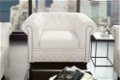 Fauteuil Chesterfield wit mat met klinknagels - 1 - Thumbnail