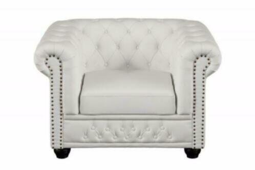 Fauteuil Chesterfield wit mat met klinknagels - 2