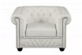 Fauteuil Chesterfield wit mat met klinknagels - 2 - Thumbnail