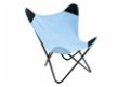 Fauteuil Vlinder blauw linnen - 3 - Thumbnail