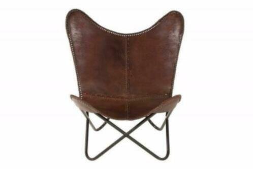 Fauteuil Vlinder bruin leer zwart - 1