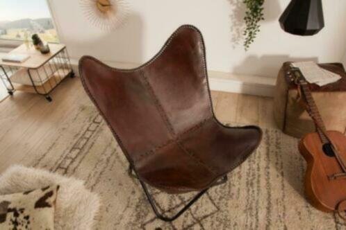 Fauteuil Vlinder bruin leer zwart - 2