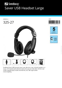 Saver USB Headset Large descrete stijlvolle headset voor pc Perfect voor online vergaderingen, enz
