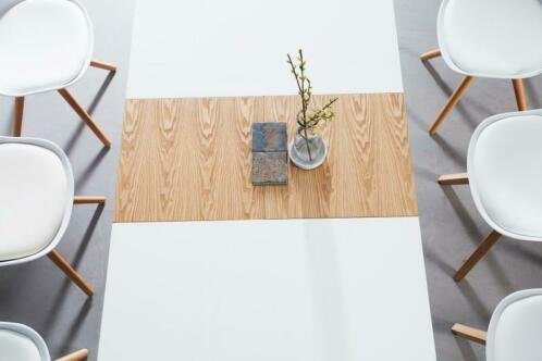 Eettafel Buenos Aires 160-200cm wit glas Oak-hout - 2