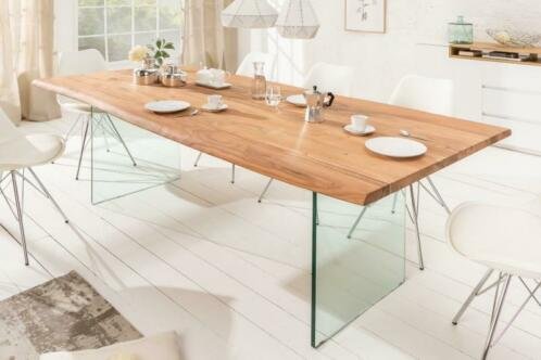 Eettafel Johannesburg 200cm Acacia-hout 35mm glas - 0