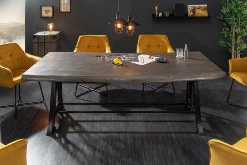 Eettafel Johannesburg industrieel 220cm Acacia-hout grijs - 1