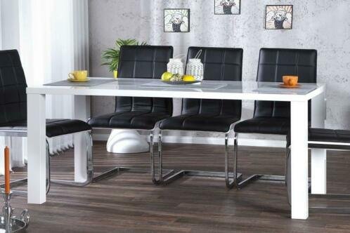 Eettafel Lucente hoogglans wit 160cm - 1