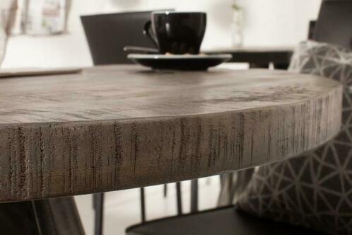 Eettafel Nairobi 80cm rond grijs Mango-hout - 3