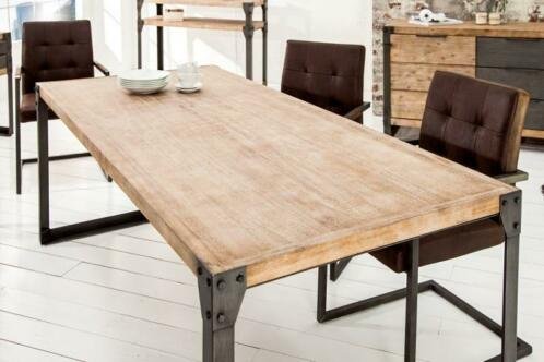 Tafel Industrial Acacia-hout 160cm Teak-hout grijs - 0