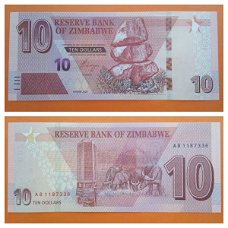 Zimbabwe 10 Dollars 2020 P-NEW Unc 
