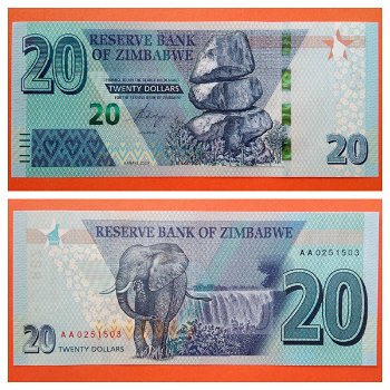 Zimbabwe 20 Dollars 2020 P-New Unc - 0