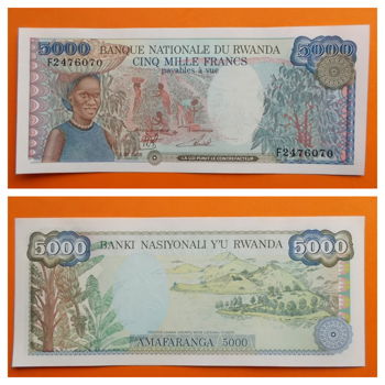 Rwanda 5000 Francs P 22a 1988 UNC - 0