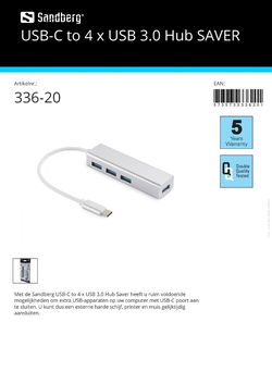 USB-C to 4x USB 3.0 Hub SAVER USB-apparaten aansluiten op computer met USB-C poort