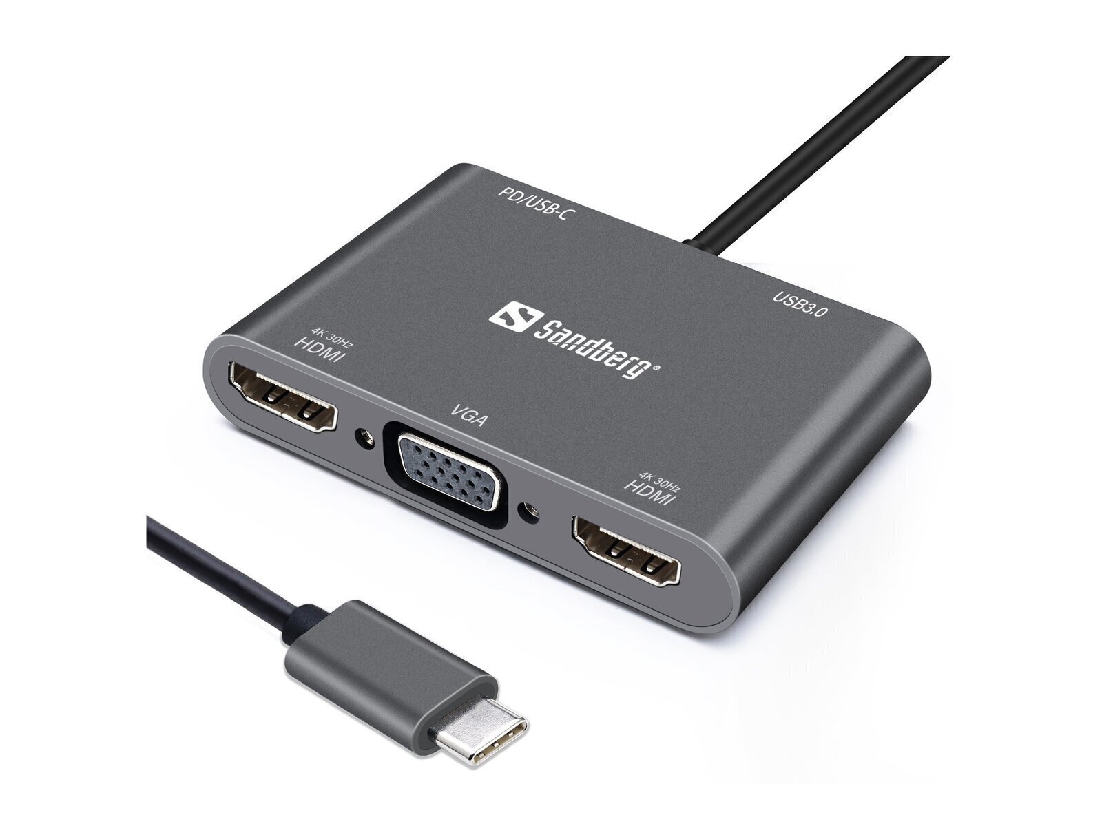 USB-C Dock 2x HDMI + 1xVGA + USB + PD - Afbeelding 2