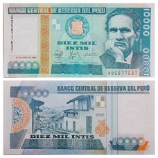 Peru 10000 Intis P 140 1988 UNC   