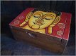 Prachtig hand beschilderd houten Boeddha doosje - 0 - Thumbnail