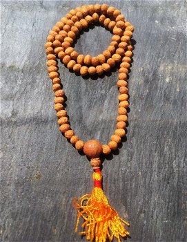 Gebedsmala van geslepen Rudraksha pitten - 0