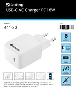 USB-C AC Charger PD18W oplader volle snelheid opladen van smartphones en tablets