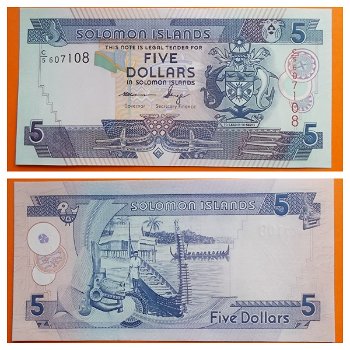 Solomon Islands 5 Dollars (2004-2018) P-26 sign 3 SN C5607108 UNC - 0