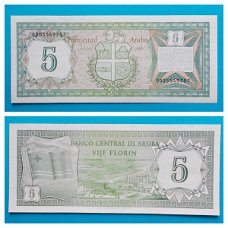 Aruba 5 Florin 1986 P-1 UNC s/n 0005549787