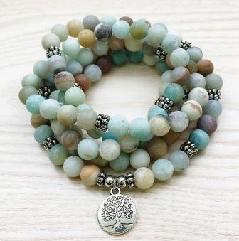 Amazoniet mala armband met Levensboom bedel - 0