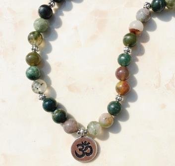 Agaat mala armband met Ohm bedel - 2