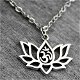 Mantra in Lotusbloem zilverkleurig, met ketting - 1 - Thumbnail