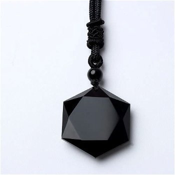Zwarte Obsidiaan aan koord - 0