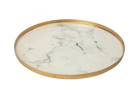 Decoratief Plateau – Marmerprint met goud - ø35 cm - 0