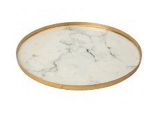 Decoratief Plateau – Marmerprint met goud - ø35 cm