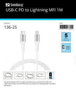 USB-C PD to Lightning MFI 1M voor iPad en iPhone