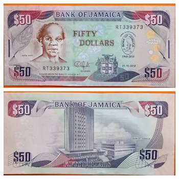 Jamaica 50 Dollars 2010 P-88 Unc SN RT339373 - 0