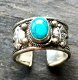 Tibetaans zilveren ring met Lotus en Turkoois - 1 - Thumbnail