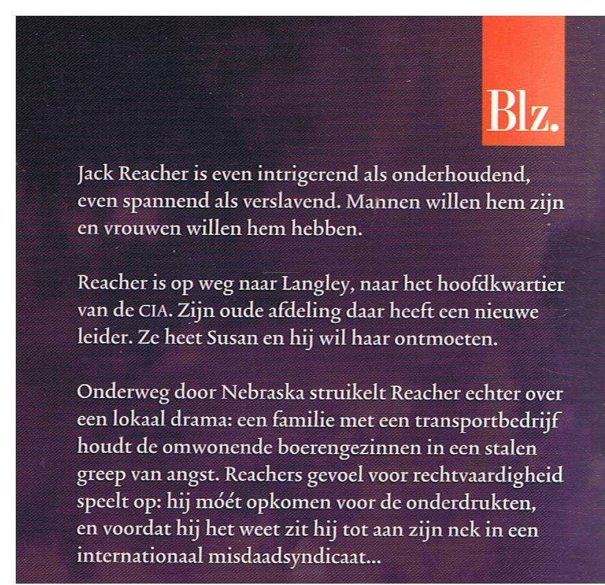 VERKOCHT Lee Child = Tegenspel - Jack Reacher - Afbeelding 2