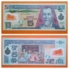 Guatemala 5 Quetzales P 122b 2011 UNC SN C91974540D  