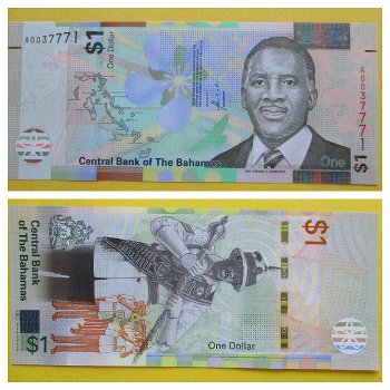 Bahamas 1 Dollar p-77 2017 (Prefix A) UNC A0037771 - 0