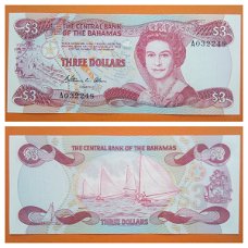 Bahamas 3 Dollars P 44 1974 (1984)Sign WC Allen Unc