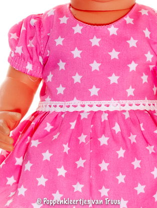 Mon Bébé 40 cm Jurksetje roze/sterren - Afbeelding 2