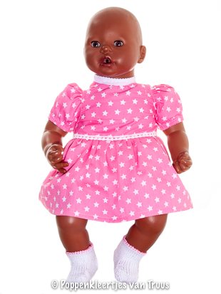 Annabel 46 cm Jurksetje roze/sterren - nr. 1