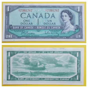 Canada 1 Dollar 1954 P-75b Unc.S/N CY7391767 - 0