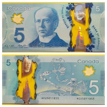 Canada 5 Dollars 2013 P106 Space Polymer UNC HCU5011855 - 0