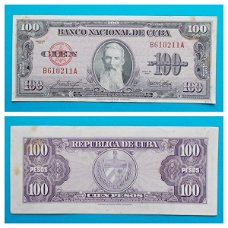 Cuba 100 Pesos 1950 P-082b VF  S/N B610211A